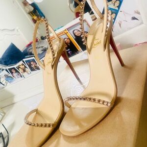 Christian Louboutin Cream and Red Stiletto Sandals